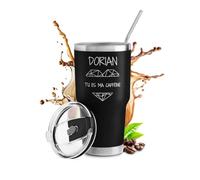 Maverton Mug Isotherme Noir 800ml - Mug Personnalisé en Acier Inoxydable avec 2 Pailles et Brosse de Nettoyage - Cadeau Anniversaire Mariage pour Époux - Idee Cadeau Mari Caféine