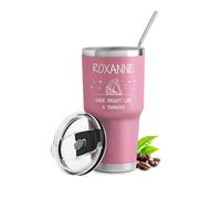Maverton Mug Isotherme Personnalisable Rose en Acier Inoxydable 800 ml - Gobelet Isotherme avec Paille et Boîte Cadeau - avec brosse de nettoyage - Cadeau Femme Anniversaire Diamant