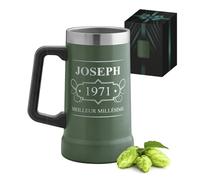 Maverton Mug Isotherme Personnalisable Vert 700 ml, Verre a Biere en Inox | Chope à Bière en Acier Inoxydable avec Boîte, Cadeau Personnalisé pour hommes, Cadeau Anniversaire Homme