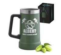 Maverton Mug Isotherme Personnalisable Vert 700 ml, Verre a Biere en Inox | Verre a Biere avec Gravure et Boîte, Cadeau Personnalisé pour Pompier, Cadeau Frere, Témoin, Chasseur