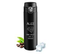 Maverton Mug isotherme personnalisé - Bouteille isotherme 400ml avec gravure pour femme - Mug de voyage en acier inoxydable - pour anniversaire - pour elle/amie/maman - Diamant
