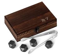 Maverton Pierres à Whisky dans la boîte personnalisée - Cadeau d’Anniversaire pour Chaque Homme - Coffret de 6 Pierres - Boîte en Bois gravée - Lot de Pierres en Granit - Marron