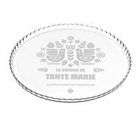 MAVERTON Plat à gâteau Rond gravé - en Verre - Personnalisé - Idée Cadeau pour pâtissier - Cadeau pour Femme - Présentoir pour Amateur de gâteau - Folklore