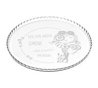 Maverton Plat à gâteau rond gravé - En verre - Personnalisé - Idée cadeau pour pâtissier - Cadeau pour femme - Présentoir pour amateur de gâteau - Amour