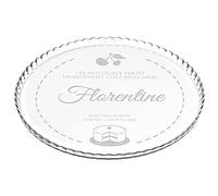 MAVERTON Plat à gâteau Rond gravé - en Verre - Personnalisé - Idée Cadeau pour pâtissier - Cadeau pour Femme - Présentoir pour Amateur de gâteau - Tarte