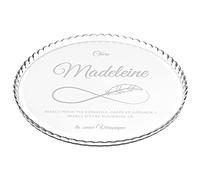 MAVERTON Plat à gâteau Rond gravé - en Verre - Personnalisé - Idée Cadeau pour pâtissier - Cadeau pour Femme - Présentoir pour Amateur de gâteau - Infini