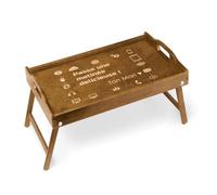 Maverton Plateau de lit personnalisé, Table de lit Pliable en Bois | Table Pliante à Manger avec Gravure, Cadeau d’Anniversaire pour Femme, Plateau Petit déjeuner pour Elle, Délicieuse