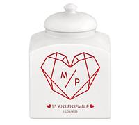 Maverton Pot en céramique personnalisé - Bocal à biscuits avec couvercle - pour couple - Rangement cuisine - pour parents - jeunes mariés - mariage - noces - anniversaire - Ensemble