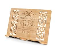 Maverton Pupitre Livre pour femme - Support de Lecture personnalisé - 24cmx39cm - Bois de bambou - Angle d'inclinaison réglable - Pour livre de cuisine - Pour Anniversaire - Recette