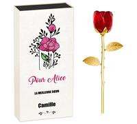 Maverton Rose éternelle en cristal - Fleur de Rose avec Boîte personnalisable - Souvenir pour femme - pour anniversaire - motif d’amour - pour elle/maman/mamie/amie - soeur