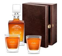 Maverton Service à whisky personnalisé - Ensemble de Carafe Whiskey + 2/4 / 6 verres avec gravure pour homme - accessoires pour lui - pour anniversaire - pour gentleman - anniv - Monde