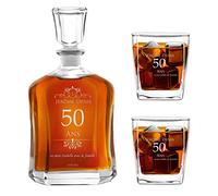 Maverton Set a whisky personnalisé, Carafe et 2x verre a whisky pour homme | Décanteur et Verres a Whisky Gravés, 700 ml Service Universel Verre Whisky et Carafe, Monogramme