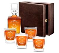 Maverton Set de 4/6 Verres et Carafe Whisky personnalisés - Ensemble gravé pour couple - Set Whisky pour amis - Cadeau Couple - Saint Valentin - Anniversaire Mariage - Déco