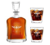 Maverton Set de Carafe Personnalisé a Whisky Rhum Cognac Avec 2/4/6 verres | Verres a Whisky Gravés pour amis, 700 ml Service Universel Verre Whisky et Caraf, Famille