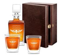 Maverton Set Whisky personnalisable, Carafe en verre et 2/4/6 verres pour homme