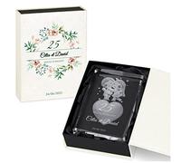 Maverton Statuette en Cristal avec Boîte personnalisée - Bloc de Verre 3D avec cœur pour Femmes - Statuette gravée pour Couples - Souvenir de Mariage - pour Anniversaire - Noces