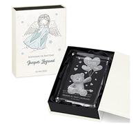 Maverton Statuette en Cristal pour Enfant - avec Gravure 3D - Statuette avec Ourson - dans la boîte en Carton personnalisé - pour Anniversaire - pour Fille et Fils - pour Baptême - Ange