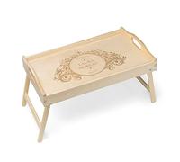 Maverton Table Pliante de lit - Table en Bois de pin - Table Pliante à Manger avec Gravure - Cadeau d’Anniversaire pour Femme - Plateau Petit déjeuner pour Elle - Excellent