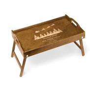 Maverton Table Pliante personnalisée de lit, Plateau de lit avec Gravure | Table en Bois de pin pour Femme, Cadeau de Noël pour Homme, avec poignées Transport, Forêt