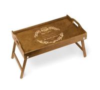 Maverton Table Pliante personnalisée de lit, Plateau de lit avec Gravure | Table en Bois de pin pour Femme, Cadeau de Noël pour Homme, avec poignées Transport, Vœux