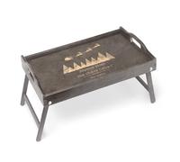 Maverton Table Pliante personnalisée de lit, Plateau de lit avec Gravure | Table en Bois de pin pour Femme, Cadeau de Noël pour Homme, avec poignées Transport, Forêt