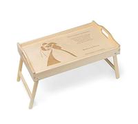 Maverton Table Pliante personnalisée de lit - Tablette au Petit déjeuner pour Parents - Table gravée en Bois de pin - Cadeau pour l’Anniversaire de Mariage pour Couples - Jeunes Mariés