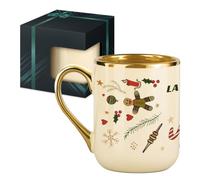 Maverton Tasse A Cafe en Ceramique pour Noel - Mug the avec Prenom - Gobelet Personnalisable Beige et Doré 300 ml - Idee Cadeau Noel Homme Femme et Couple - saveurs de noël