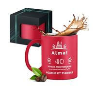 Maverton Tasse en céramique personnalisée pour femme | 330 Ml Mug décoratif pour maman, pour anniversaire, Noël, Saint-Valentin, Tasse à café avec Coffret Cadeau, rouge mat, 40 ans