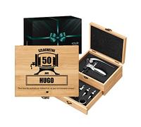 Maverton Tire Bouchon, Coffret en Bambou personnalisé, Accessoires pour vin | Set Sommelier personnalisé, Cadeau pour Chaque Homme, 50 Ans