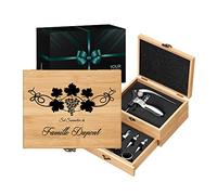 Maverton Tire Bouchon, Coffret en Bambou personnalisé, Accessoires pour vin | Set Sommelier personnalisé, Cadeau pour Couple, Famille