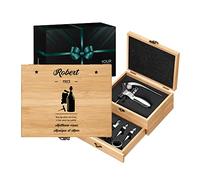 Maverton Tire Bouchon, Coffret en Bambou personnalisé, Accessoires pour vin | Set Sommelier personnalisé, Cadeau pour Chaque Homme, Bouteille