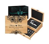 Maverton Tire Bouchon, Coffret en Bambou personnalisé, Accessoires pour vin | Set Sommelier personnalisé, Cadeau pour Couple, décoration