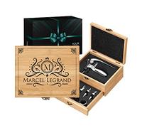 Maverton Tire Bouchon, Coffret en Bambou personnalisé, Accessoires pour vin | Set Sommelier personnalisé, Cadeau pour Chaque Homme, Cadeau Noel, Monogramme