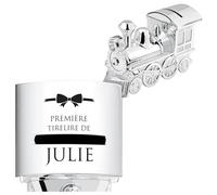 Maverton Tirelire Personnalisable en Métal Argenté pour garçon - Tirelire Enfant Épargne en Forme de Locomotive pour pièces et Billets - Cadeau Anniversaire Fille - Noël - première Tirelire
