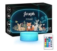 Maverton Veilleuse Bebe Personnalisé LED - Plaque Personnalisée avec Prénom - Motif Animal - Cadeau Bebe Naissance -Naissance Fille - Idee Cadeau Noel pour Garcon - Éclairage Multicolore