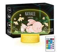 Maverton Veilleuse Bebe Personnalisé LED - Plaque Personnalisée avec Prénom - Motif Animal - Cadeau Bebe Naissance - Idee Cadeau Noel pour Garcon - Éclairage Multicolore