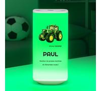 Maverton Veilleuse Bébé Personnalisée - Lampe de Chevet Enfant LED Rechargeable USB avec Impression - Lampe Multicolore - Cadeau Personnalisé pour Enfant Fille Garcon - Cadeau Noel - fan des tracteurs