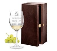 Maverton Verre à Vin en Cristal - Gobelet gravé 350 ml - Verre Personnalisé - Vin Rouge et Blanc - Cadeau d’anniversaire pour chaque Couple - Petite Verrerie pour parents - Maison