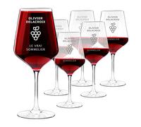Maverton Verres à Vin en Cristal pour l’homme - Set de 6 Verres XL - Verre Personnalisé à Vin Rouge et Blanc - Cadeau d’anniversaire pour amateur de spiritueux - Raisin
