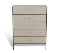 Mavis Commode Volt 5 tiroirs beige Détails en acier inoxydable