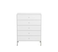Mavis Commode Volt 5 tiroirs laquée blanche Détails en acier inoxydable