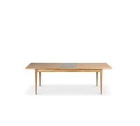 Mavis Table à manger Höllviken Chêne blanchi mat laqué. 1 rallonge. pierre calcaire Ø50 cm