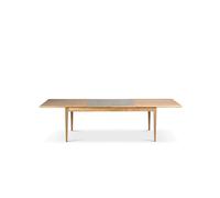 Mavis Table à manger Höllviken Chêne blanchi mat laqué. 2 rallonges. pierre calcaire Ø50 cm