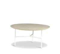 Mavis Table basse Tribeca Chêne ciré rustique. pieds blancs. Ø80 cm