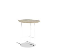 Mavis Table d’appoint Tribeca Chêne ciré rustique. pieds blancs. Ø47 cm