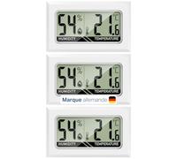 MAVORI Mini thermomètre intérieur hygromètre digital, lot de 3, blanc | Thermomètre hygromètre intérieur, petit thermomètre digital, hygromètre terrarium, thermomètre maison
