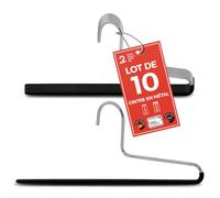 MAWA Cintre pour Pantalons KH, Lot de 10, Gain de Place, avec Une Barre, idéal pour Les Jeans, Pantalons et Jupes, Ecoresponsable, Revêtement Antidérapant, 32 cm, Noir