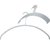 MAWA Cintres, Economic P, Lot de 10, Gain de Place, Arrondi, idéal pour Les T-Shirts et Les Pull-Overs, Crochets Rotatifs à 360°, Revêtement Antidérapant, 36 cm, Argent