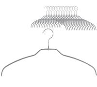 MAWA Cintres Light, Lot de 20, Fin, 50% Économie d'espace, pour Chemises, Chemisiers et Textiles Délicats, Crochets Rotatifs à 360°, Revêtement Antidérapant, 36 cm, Argent