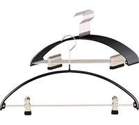 MAWA Cintres, Lot de 10, avec Pinces Robustes Protégeant Le Matériel, pour Les T-Shirts, Les Pantalons et Les Jupes, Crochets Rotatifs à 360°, Revêtement Antidérapant, 36 cm, Noir